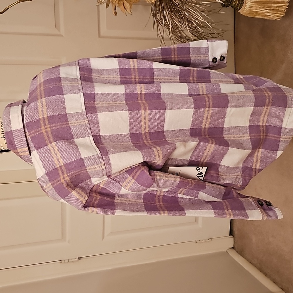 BRAND NEW WITH TAG LAVENDER PLAID FLANNEL JACKET - Picture 3 of 7